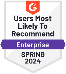 G2 Spring 2024 - Enterprise - Users most likely to recommend