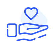 Icon illustration of an outstretched hand holding a heart