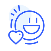 Icon illustration of a smiling face emoji with a heart