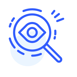 Illustrative icon of a magnifying glass with an eye in the center