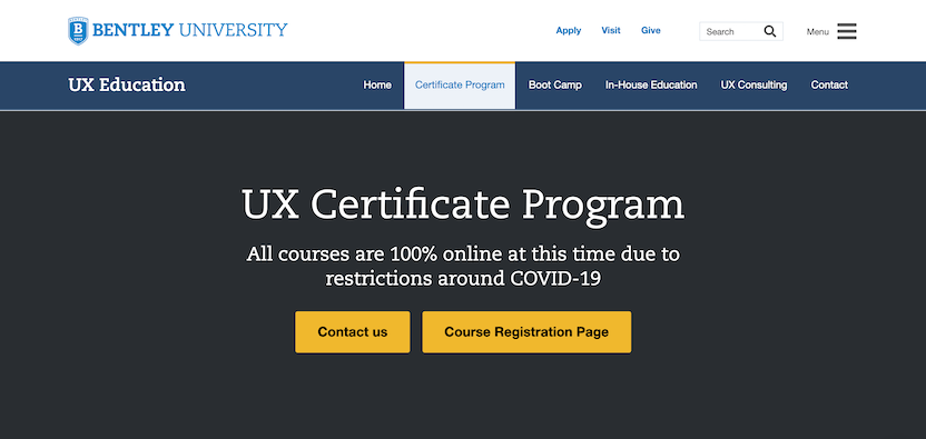 UX certification: Bentley University User Experience Center