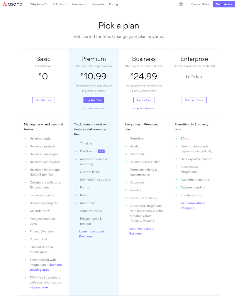 paradox of choice: pricing pages