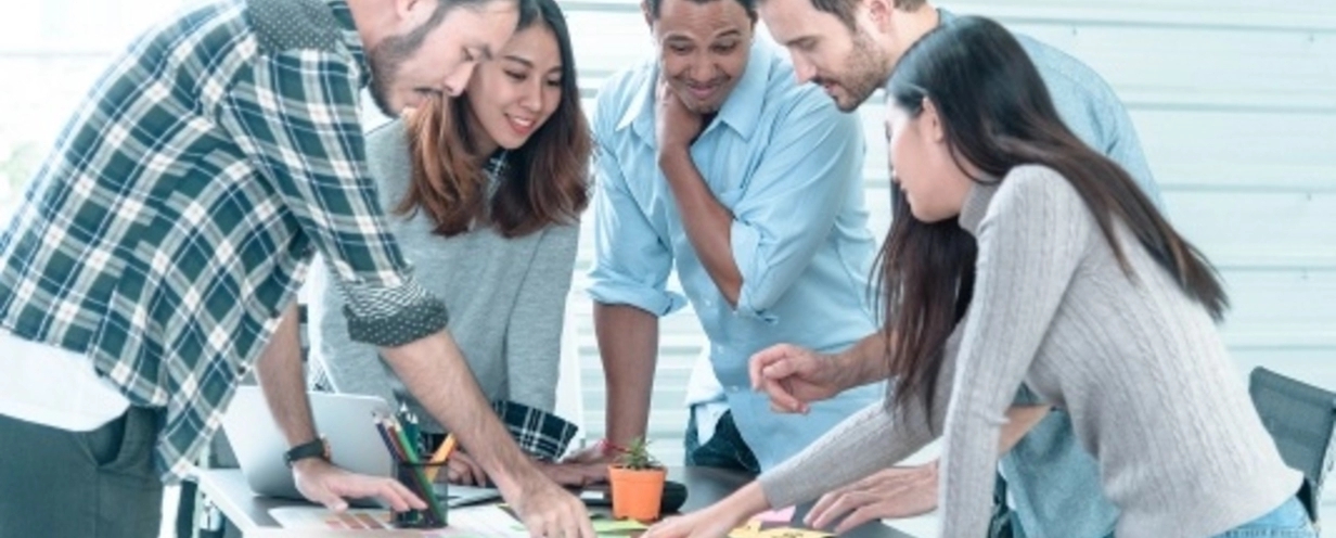 Group of professionals working on a task