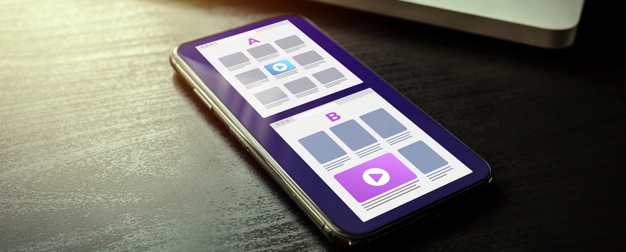 Photo showing A/B test on mobile phone