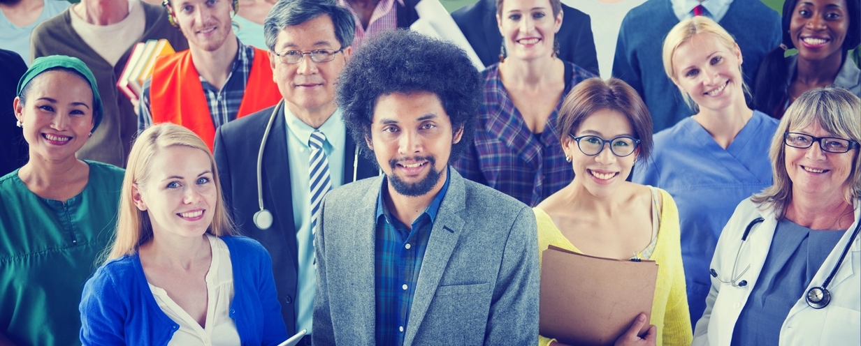 Photo of a large group of diverse professional people