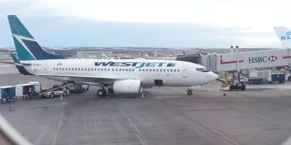 Photo of a WestJet airplane